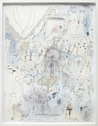 Antonio Diaz, Contemporary, Bubbling up Against the Inventor, 2007; mixed media on paper, signed...