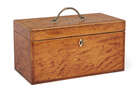 
	
		A large George III satinwood oblong tea caddy, silver swing handle and mounts, Joseph...