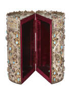 
	
		A gilded silver and gem-set torah holder, Bukhara, Uzbekistan, 19th-20th century, of...