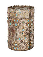
	
		A gilded silver and gem-set torah holder, Bukhara, Uzbekistan, 19th-20th century, of...