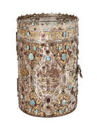 
	
		A gilded silver and gem-set torah holder, Bukhara, Uzbekistan, 19th-20th century, of...