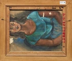 Geoffrey Holder, Trinidadian 1930-2014 - Reclining Figure (with 'Portrait of a woman' on the...