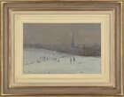 
	
		Roy Petley, 
		British b.1950- 
		January Snow, Norwich; 
		oil on board, signed lower...