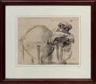 Sir Frank Brangwyn RA RBS RBA, British 1867-1956, Boy with Globe; monochrome lithograph on...
