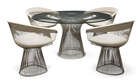 
	
		Warren Platner (1919-2006), a Platner dining table and four Platner armchairs for Knoll...