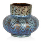 Loetz
Small Rubin Phaenomen PG 6893 blue on red vase, circa 1900Iridescent glassUnderside...