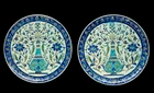 Two Kutahya pottery pottery dishes, Turkey, 20th century,  
Each shallow, on short straight...