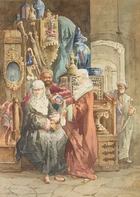 Jozef Pavlikiewicz (Polish, 1894-1930),The Grand Bazaar in Constantinople 
Watercolour on paper,...