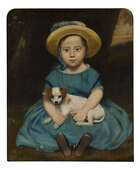 
	
		American School, 
		 
		mid 19th century, 
		 
		Portrait of a girl, seated in a...