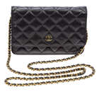 
	
		A Chanel clutch bag, the rectangular form black leather body designed with central Chanel...