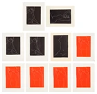 Ota Janeček, Czech, 1919-1996, Red and black Nude, linocut in colour on canvas, signed,...