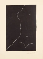 Ota Janeček, Czech, 1919-1996, Red and black Nude, linocut in colour on canvas, signed,...
