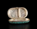 A turquoise inlaid cigarette case, Bukhara, Uzbekistan and St Petersburg, 1899-1908, Assay...