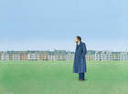 
	
		David Cheepen, 
		British 1946-2016 - 
		 
		Man on a green with buildings behind, 1983;...