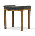 
	
		A 1953 Elizabeth coronation limed oak stool, original velvet upholstery, frame stamped...
