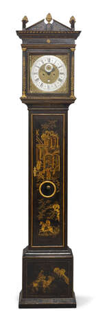 
	
		A chinoiserie eight day longcase clock, by George Tyler, Pope&#39;s Head Alley, London, first...