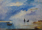 
	
		Robert Dumont-Smith, 
		British 1908-1994- 
		 
		Boats in an Estuary; 
		 
		
