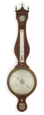 
	
		A George III burr-yew wheel barometer, by James Gatty, London, c.1800, the case with...