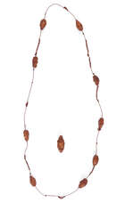 
	
		A Chinese hediao nut nine bead rosary, 20th century, each bead carved as a monk holding...
