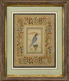 
	
		A pair of Mughal-style modern paintings of birds, India, 20th century, opaque pigments on...