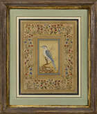 
	
		A pair of Mughal-style modern paintings of birds, India, 20th century, opaque pigments on...