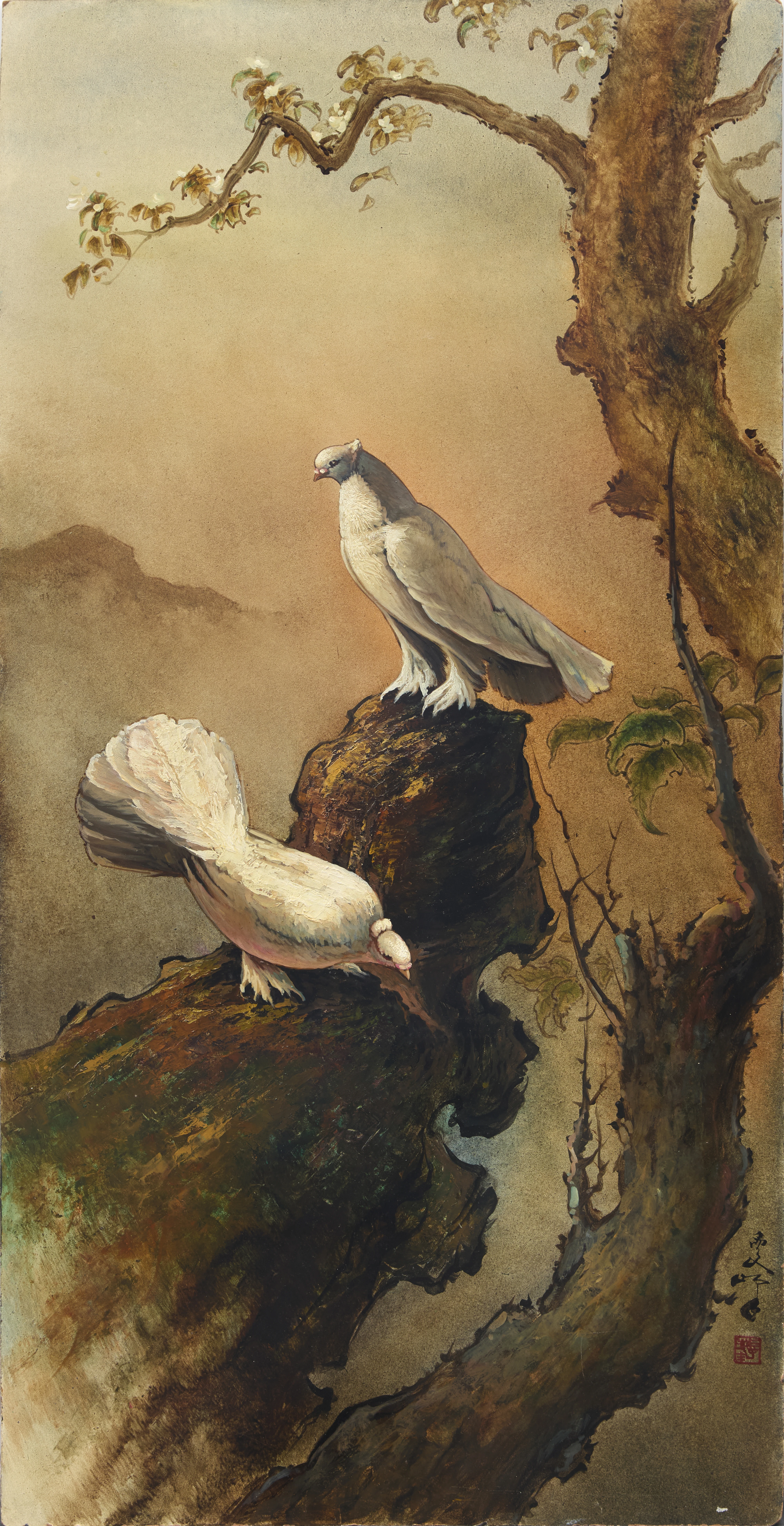 Roseberys London | Lee Man Fong (1913-1988)Two Dovesoil on masonite