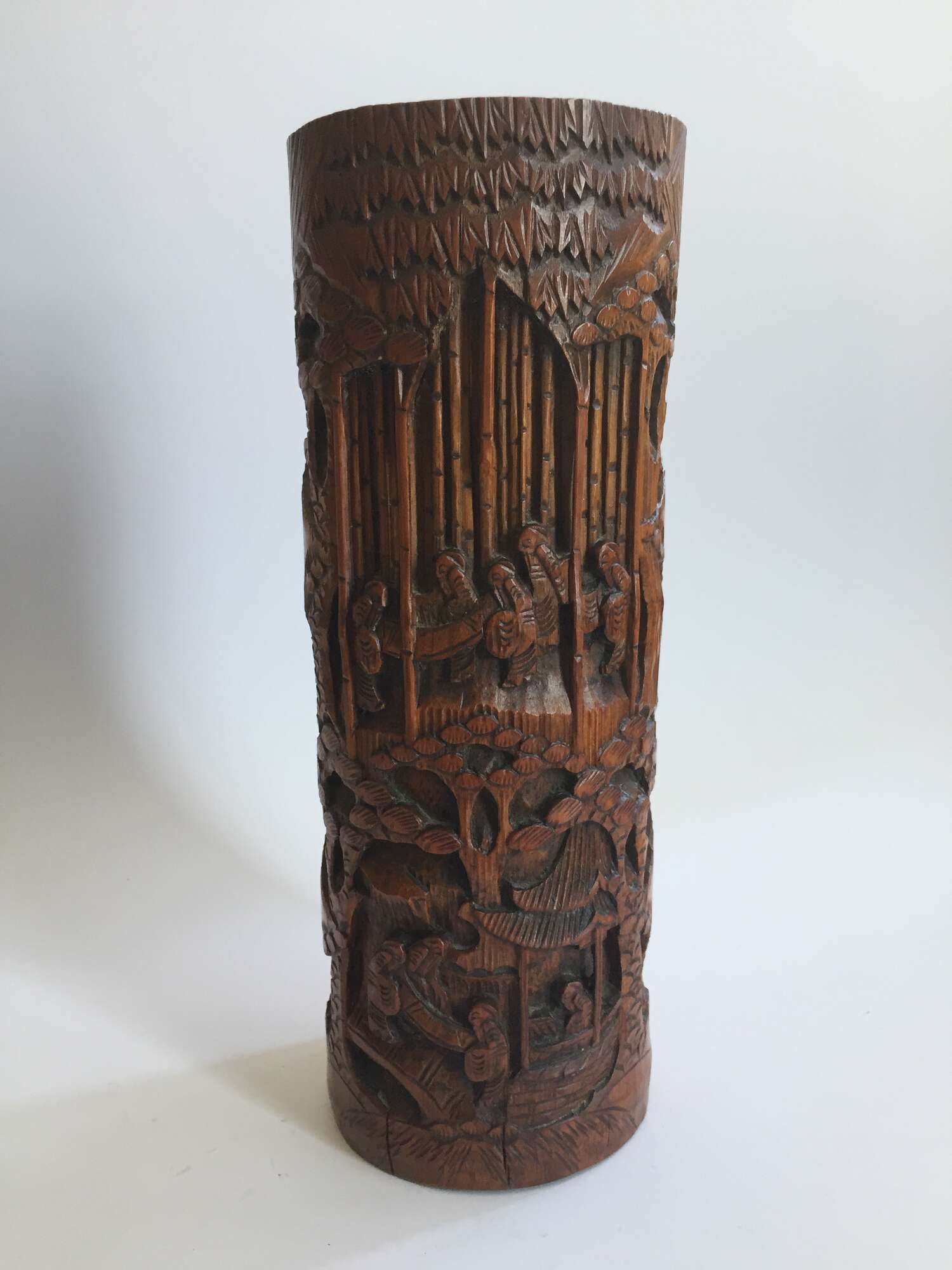北京工芸品公司　銀製竹林吉祥紋紋様彫酒器 　353gm　全高160全長170mm 北京工芸品公司 銀製竹林吉祥紋紋様彫酒器 353gm 全高160全長