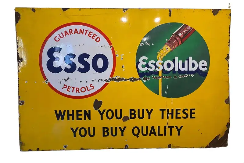 Esso / Essolube Enamel Sign Measuring 183cm x 122cm -Sold
