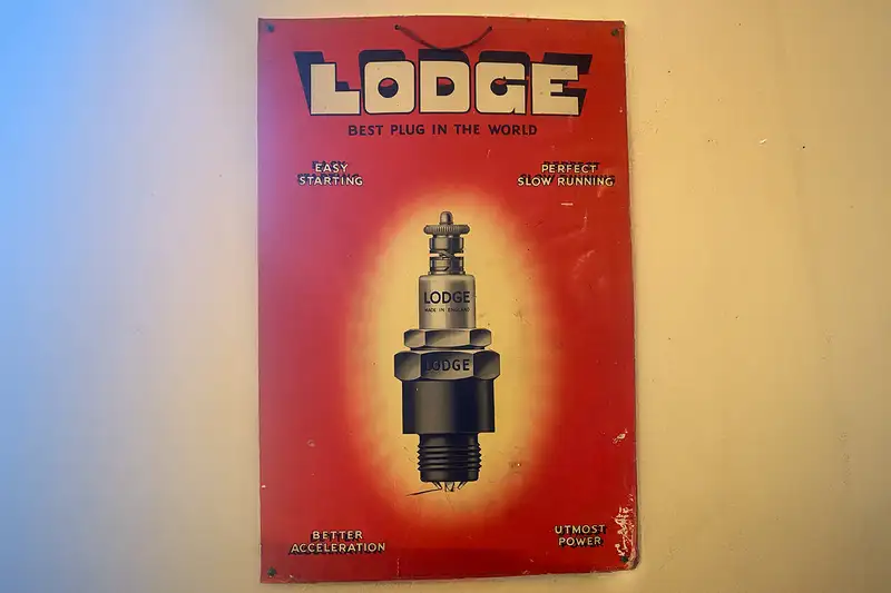 'Lodge' Spark Plug Enamel Sign-Sold