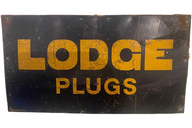 Lodge Plugs Enamel Sign-Sold