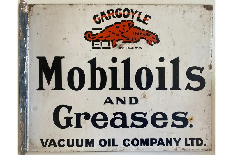 1920's Mobil Oil & Greases Enamel Sign-Sold