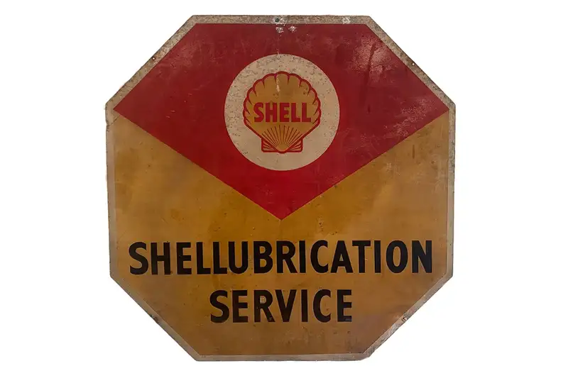 Large Distinctive 'Shellubrication Service' Enamel Sign-Sold