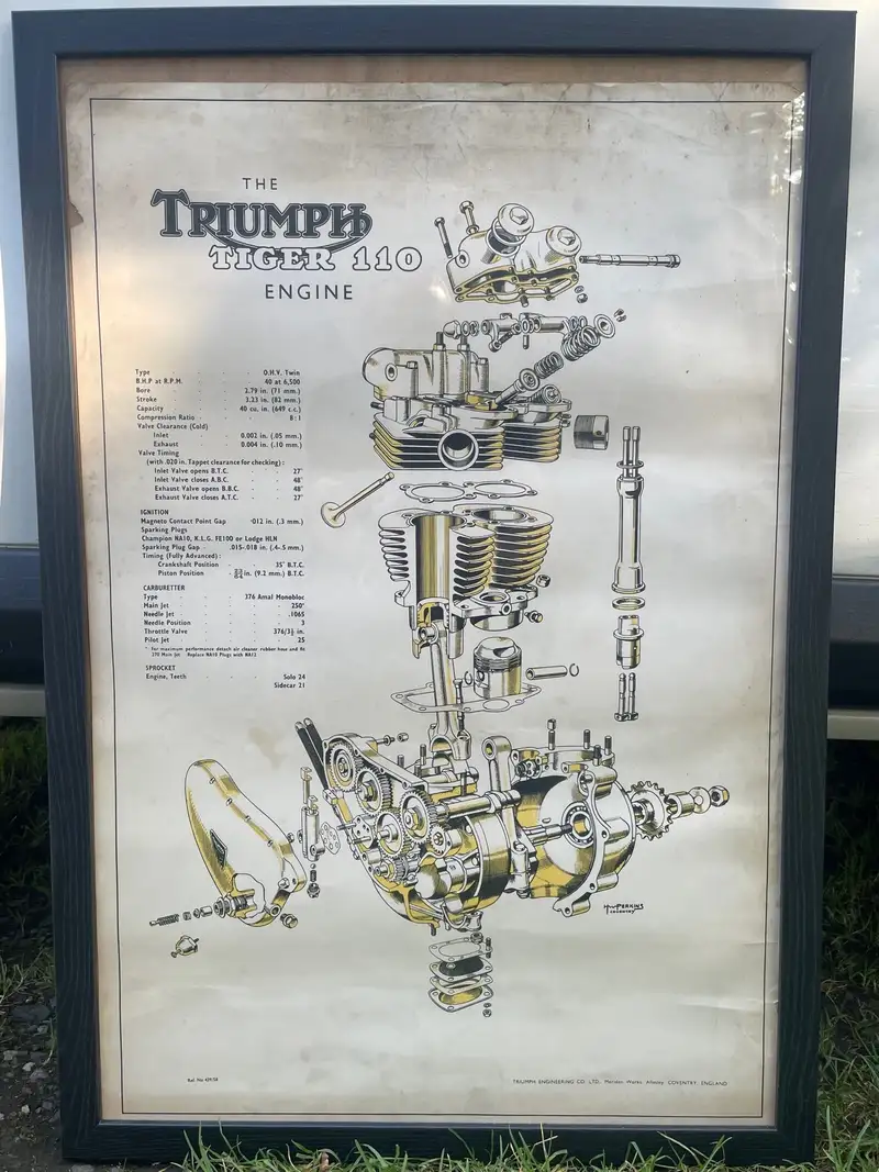4 x Triumph Exploded View Posters in Frames