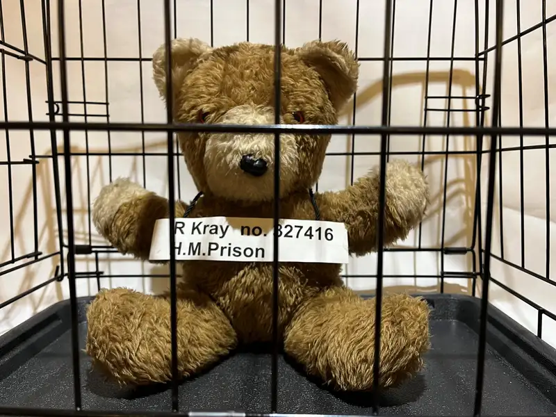 Interesting Collection of Reggie Kray Memorabilia including Correspondence, a Painting and a Teddy Bear
