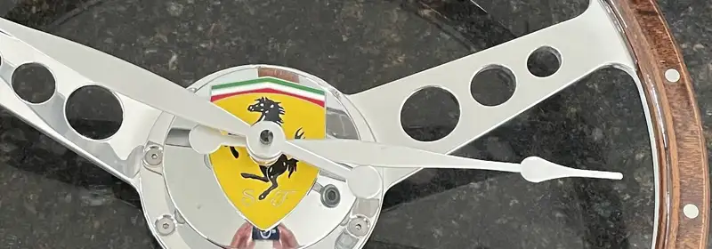 Wood-Rimmed Alloy Steering Wheel Wall Clock*
