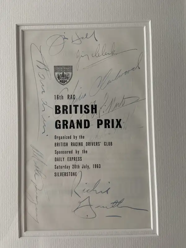 'Jim Clark Dominant' Artwork with Multi-Signed 1963 British -For Sale