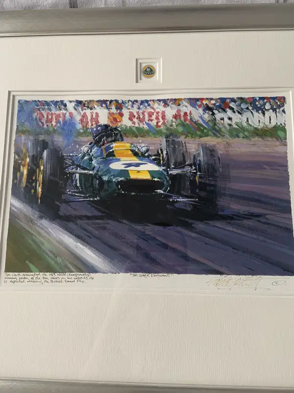 'Jim Clark Dominant' Artwork with Multi-Signed 1963 British -For Sale