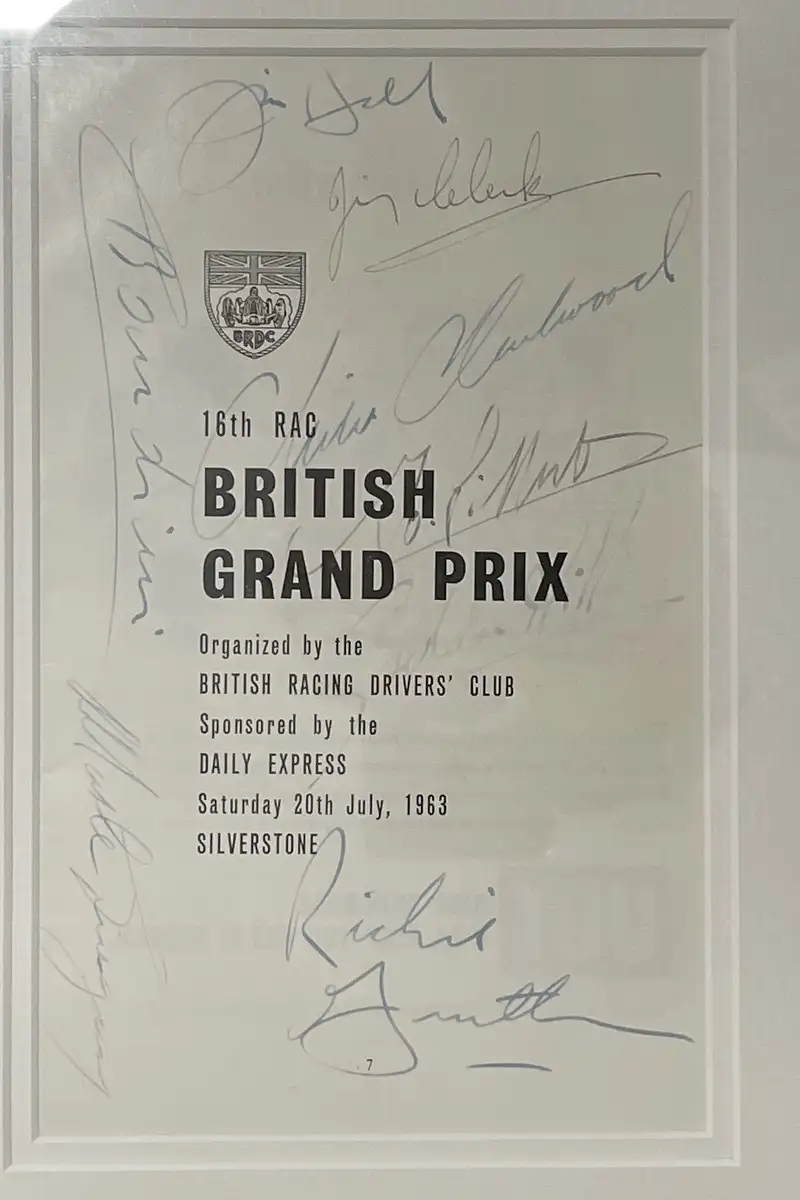 'Jim Clark Dominant' Artwork with Multi-Signed 1963 British -For Sale