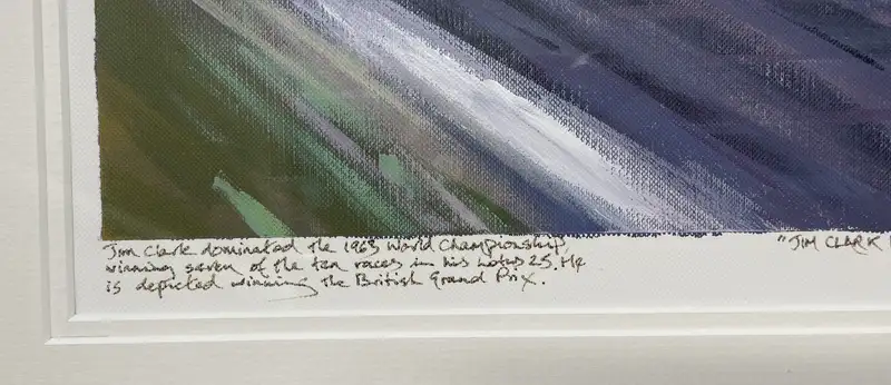 'Jim Clark Dominant' Artwork with Multi-Signed 1963 British -For Sale