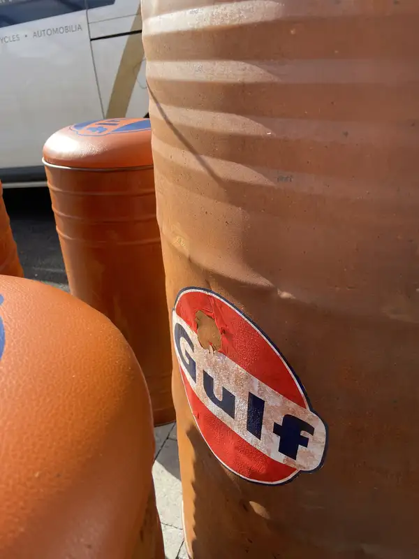 Gulf-Themed Oil Drum Table and Seat Set-Sold