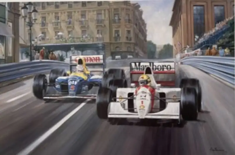 Ayrton Senna-Signed 'Fight to the Finish' by Alan Fearnley --For Sale