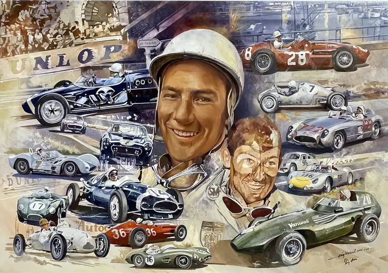 'Still Going Strong at 80' Stirling Moss-signed Original Art-For Sale