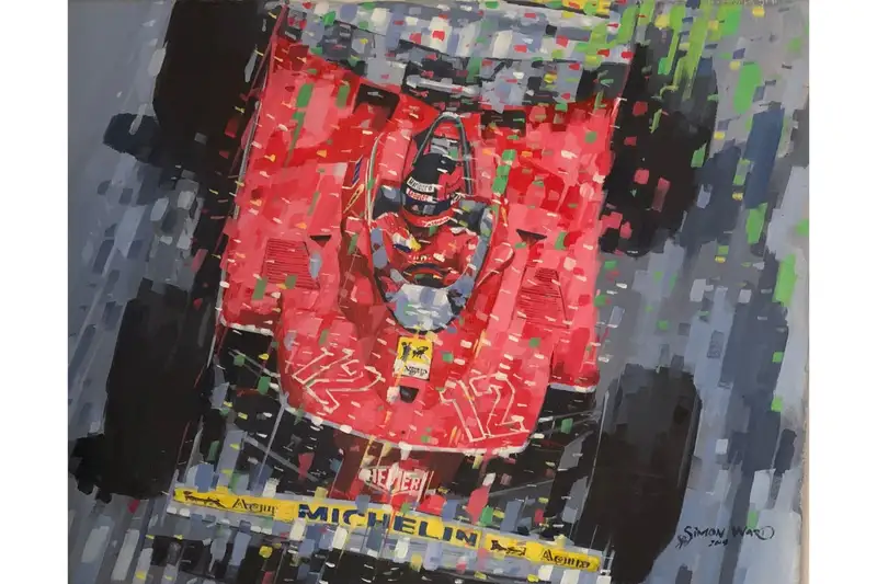 Dynamic Original Artwork Depicting Gilles Villeneuve's 1979 -For Sale
