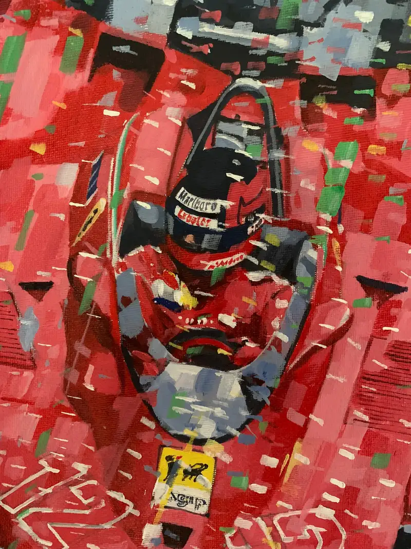 Dynamic Original Artwork Depicting Gilles Villeneuve's 1979 -For Sale