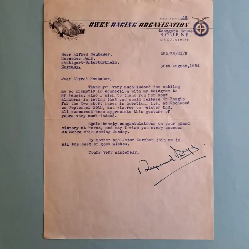 A Small Collection of Unique, Motor Sport-Related Correspond-Sold