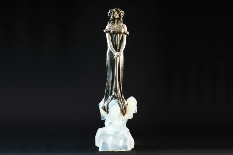 Fée Des Glaces: A Polychrome Metal Figure of an Ice Maiden C-For Sale