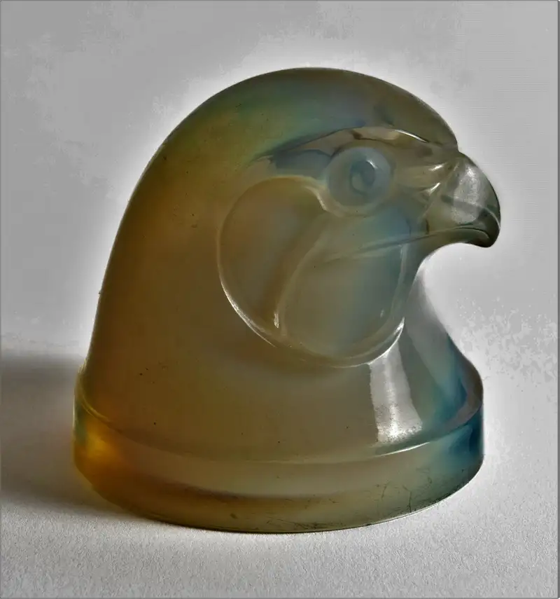 Extremely Rare 'Tete d'Epervier' Car Mascot in Blue/Amber Op-For Sale