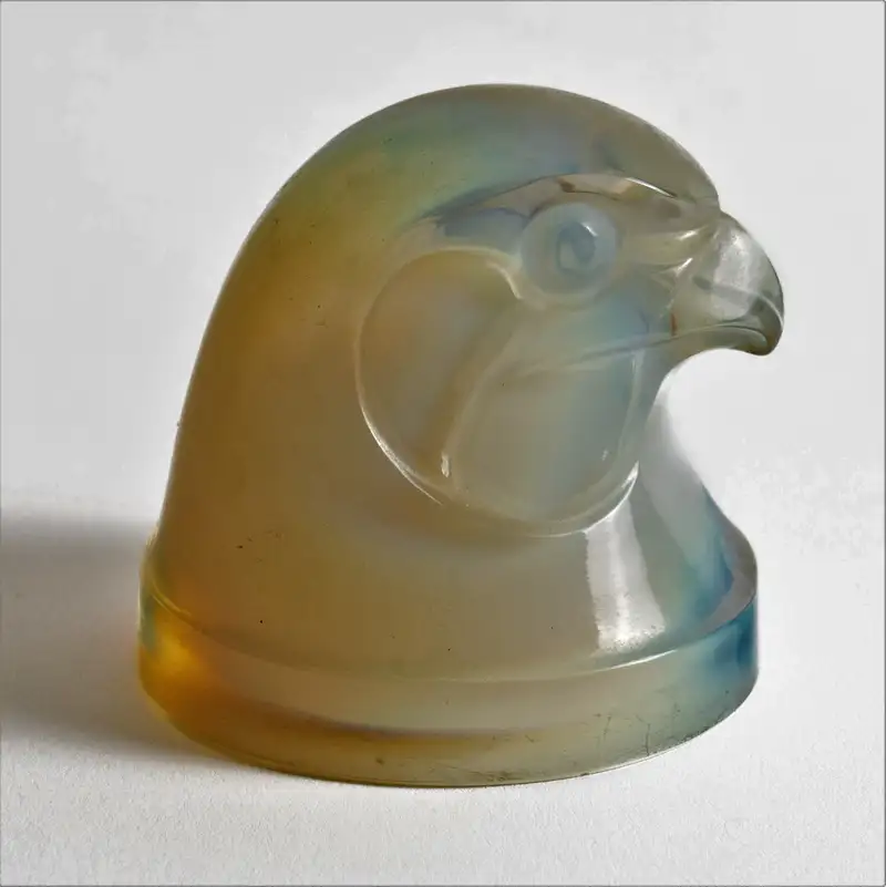 Extremely Rare 'Tete d'Epervier' Car Mascot in Blue/Amber Op-For Sale