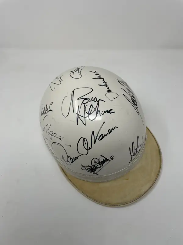 1950s Style Race Helmet with Multiple Signatures Including S-Sold