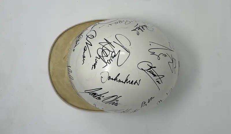 1950s Style Race Helmet with Multiple Signatures Including S-Sold